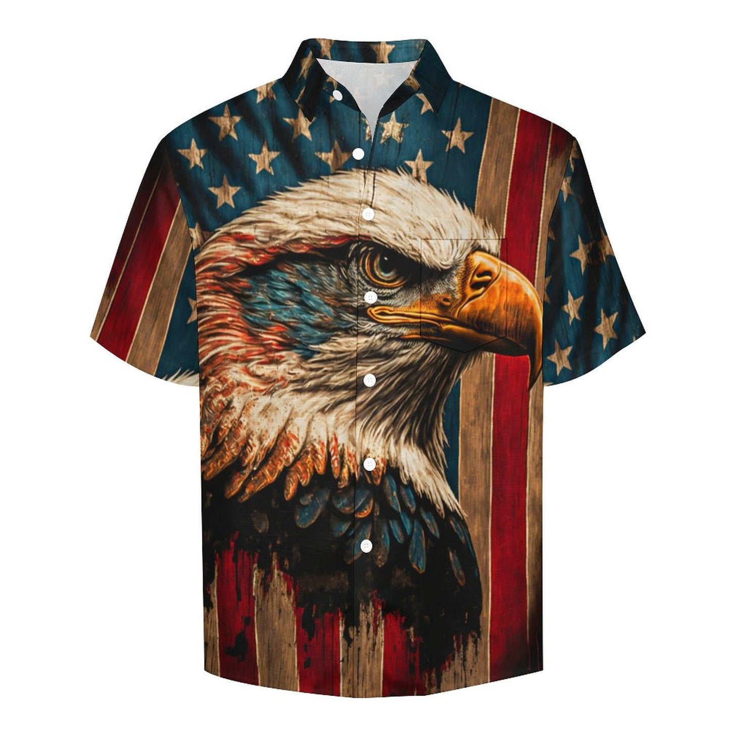 Men's Eagle Painted Art Print Vacation Hawaiian Shirt