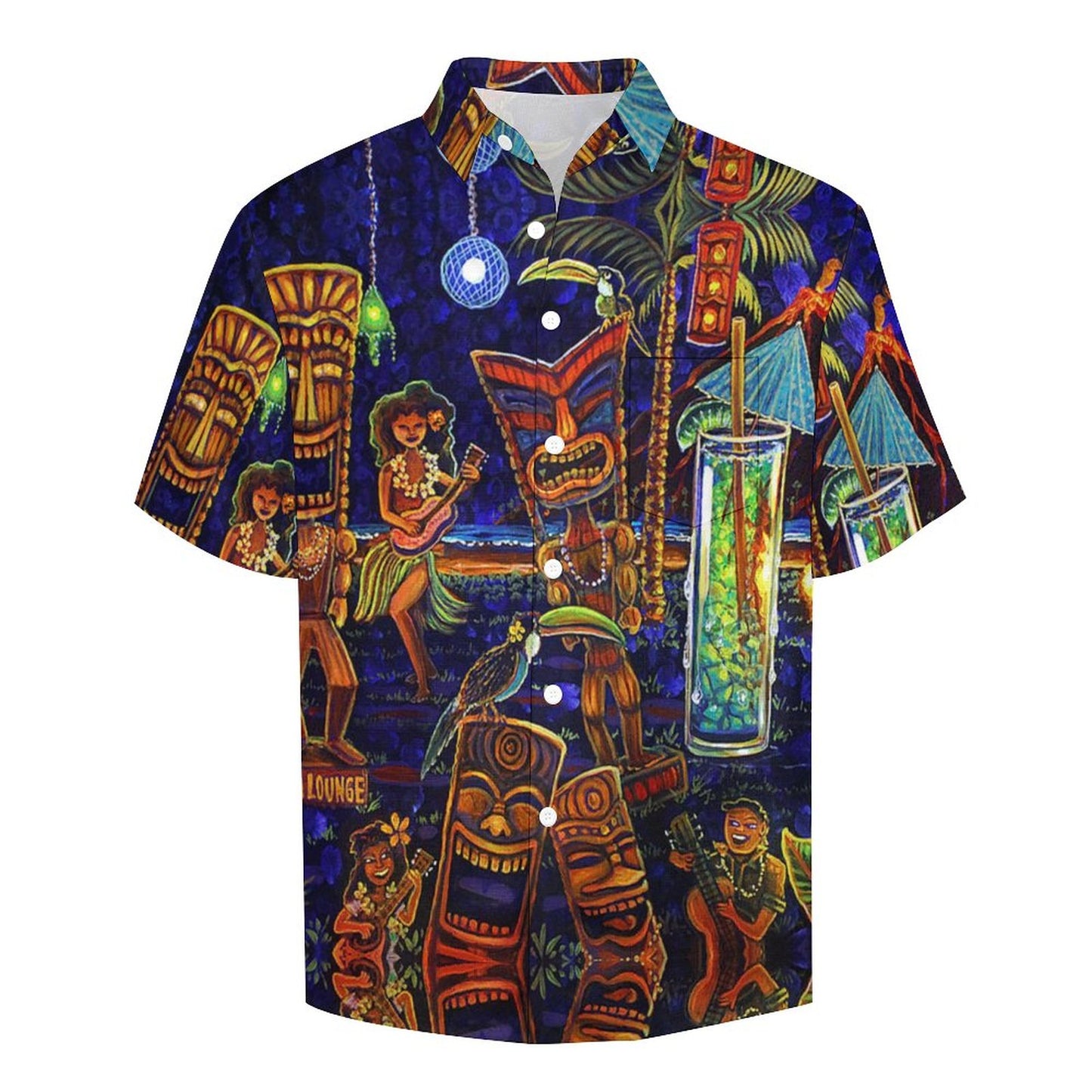 Tiki Chest Pocket Short Sleeve Hawaiian Shirt 2306100694