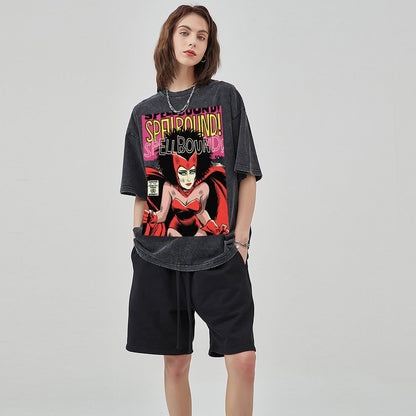 Unisex Vintage Solid Wash Denim T-Shirts