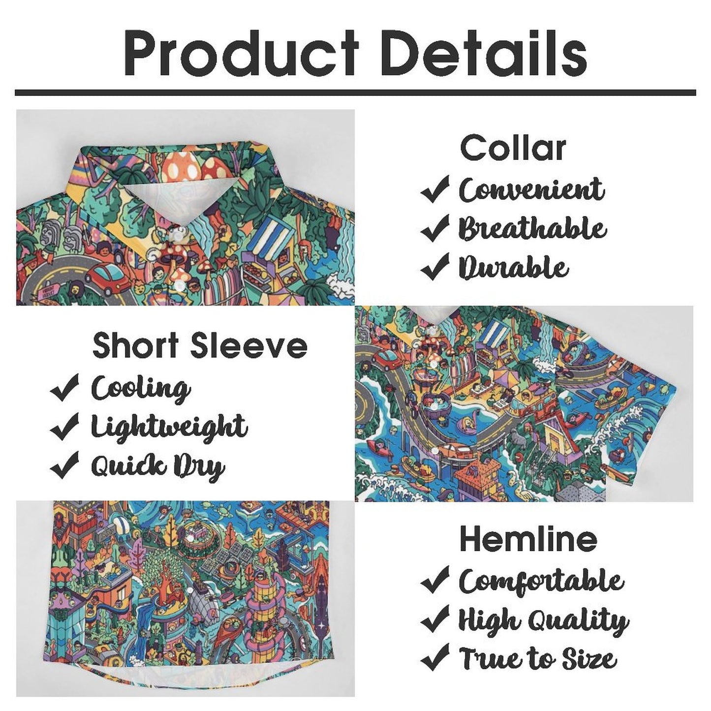 Men's Scavenger Hunt Print Casual Short Sleeve Shirt 2306102369