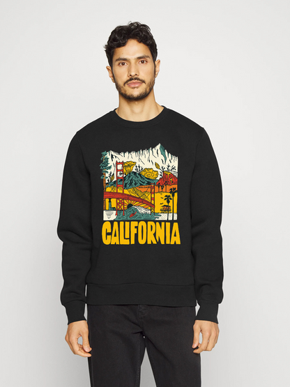 Men's Round Neck Casual California Printed Long Sleeve Sweatshirt