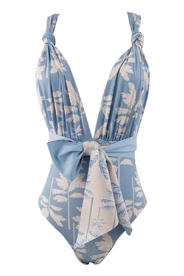 Fashion Print Beach One Piece Swimsuit and Cover Up