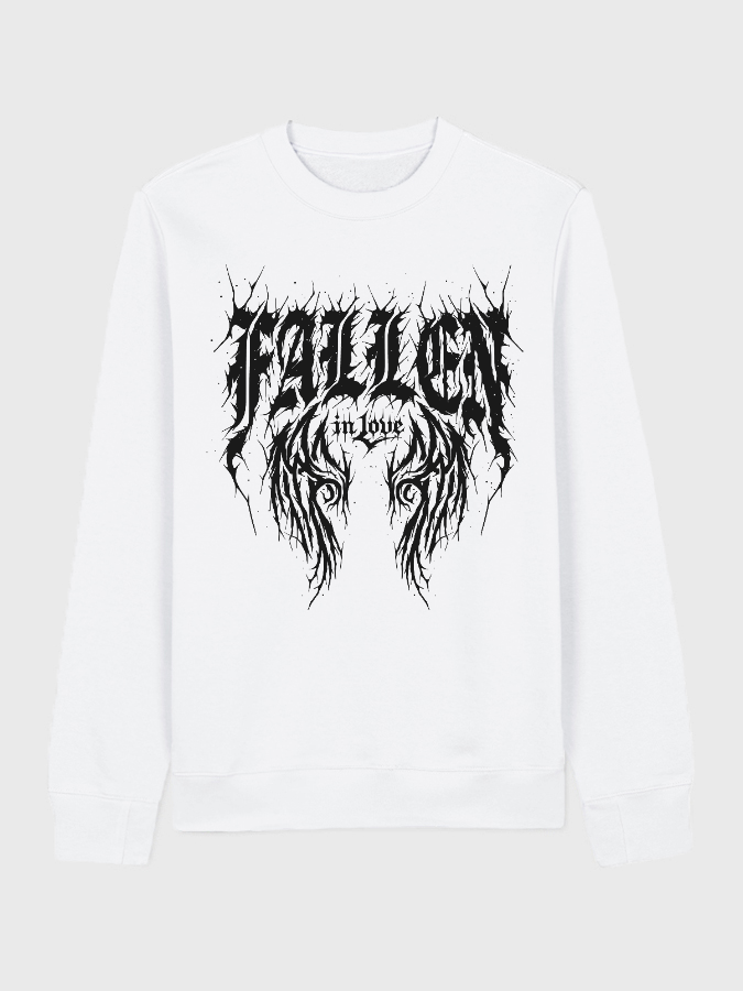 Unisex Round Neck Casual Fallen In Love Printed Long Sleeve Sweatshirt