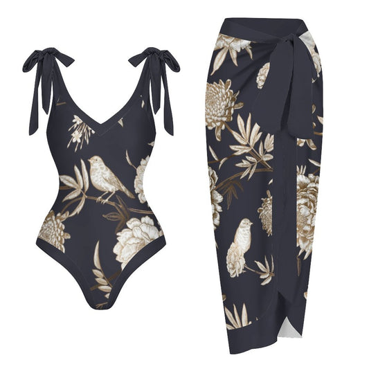 Casual Printed One-Piece Swimsuit And Cover Up 2305102754