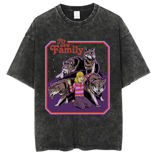 Unisex Vintage Solid Wash Denim T-Shirts