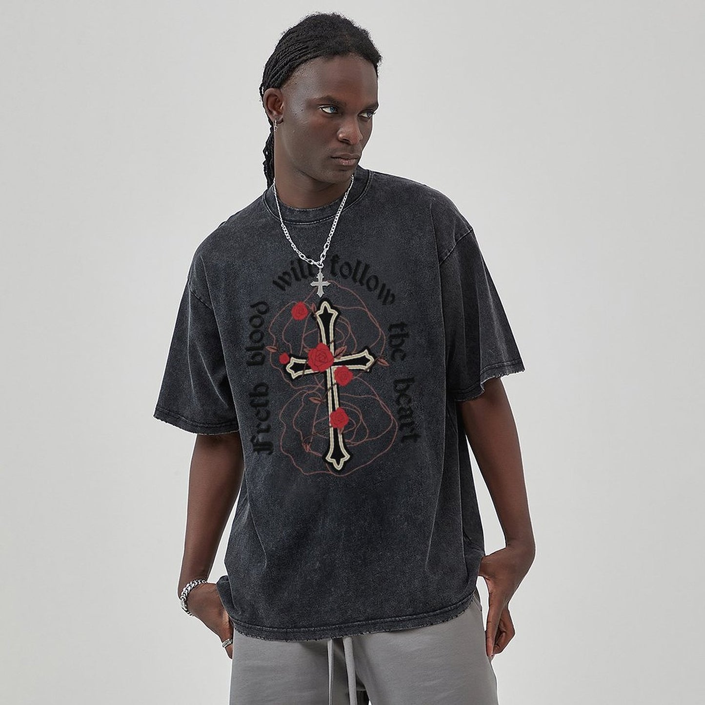 Unisex Vintage Solid Wash T-Shirts 2305102854