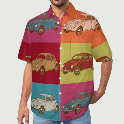 Men's Painted Car Print Vacation Hawaiian Shirt