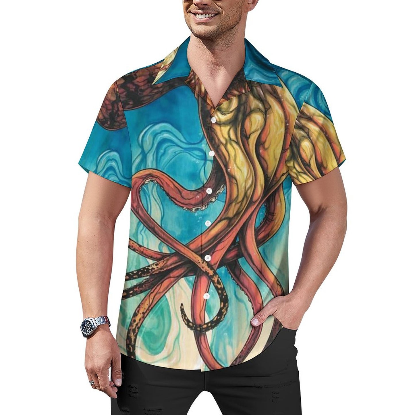 Men's Hawaiian Print Casual Shirt 2304108700