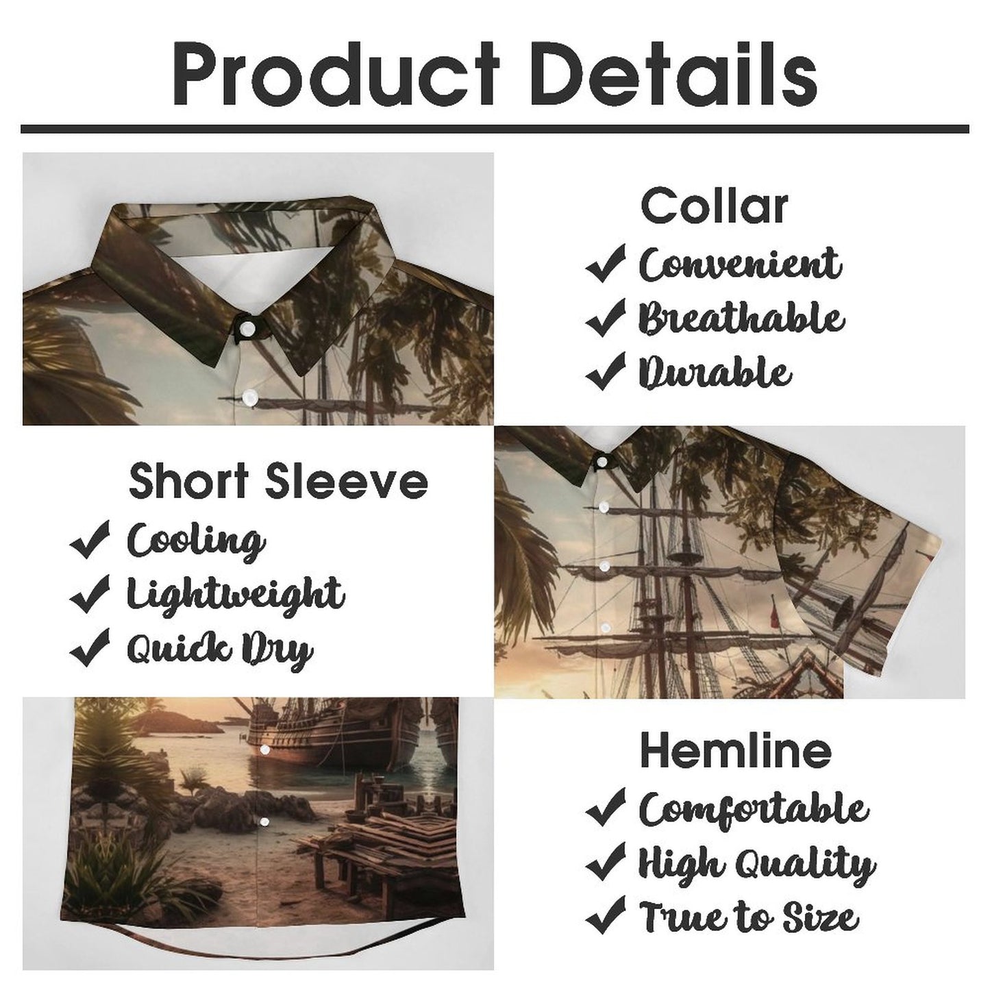 Men's Hawaiian Casual Short Sleeve Shirt 2306104247