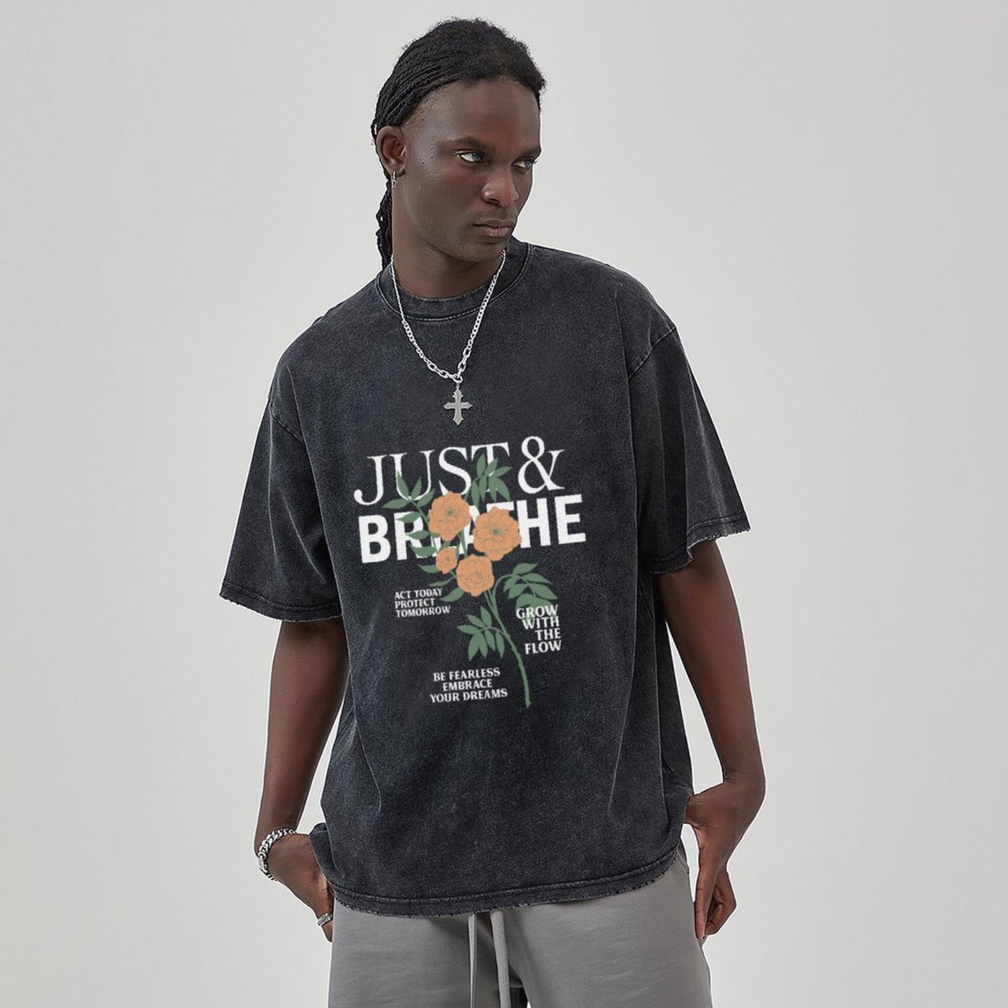 Unisex Vintage Solid Wash T-Shirts 2305102639