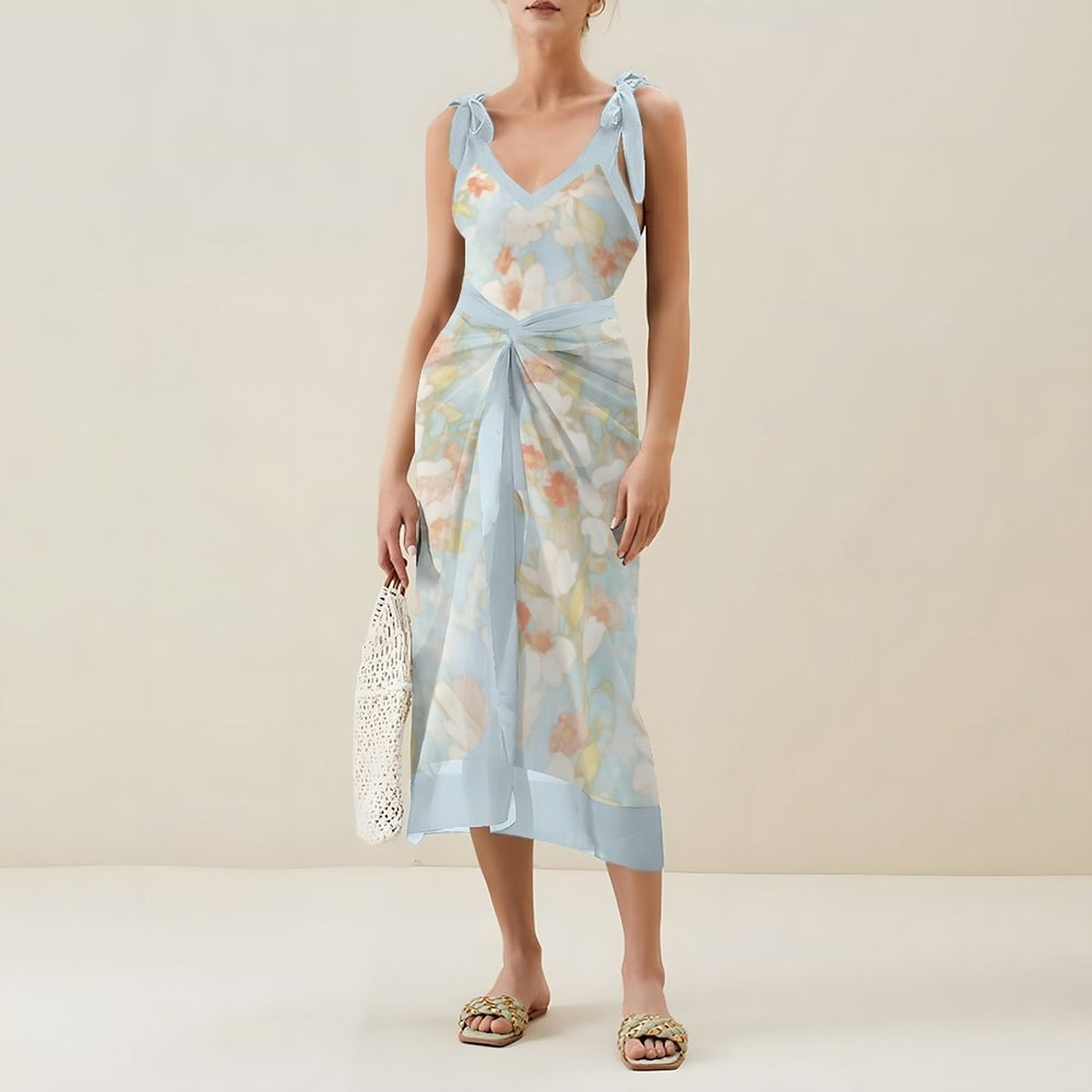 Casual Printed One-Piece Swimsuit And Cover Up 2305102473