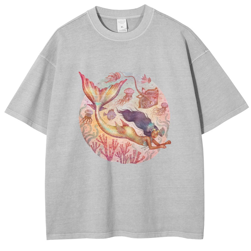 Mens Cotton Wash Solid T-Shirts Oversized Unisex Short Sleeve Streetwear Rap Hip Hop Basic Tee Tops