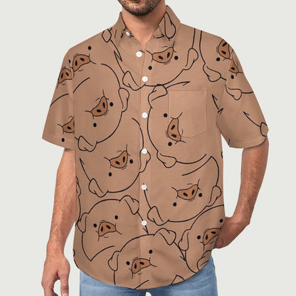 Men's Hawaiian Piggy Print Vacation Shirt 2306101852