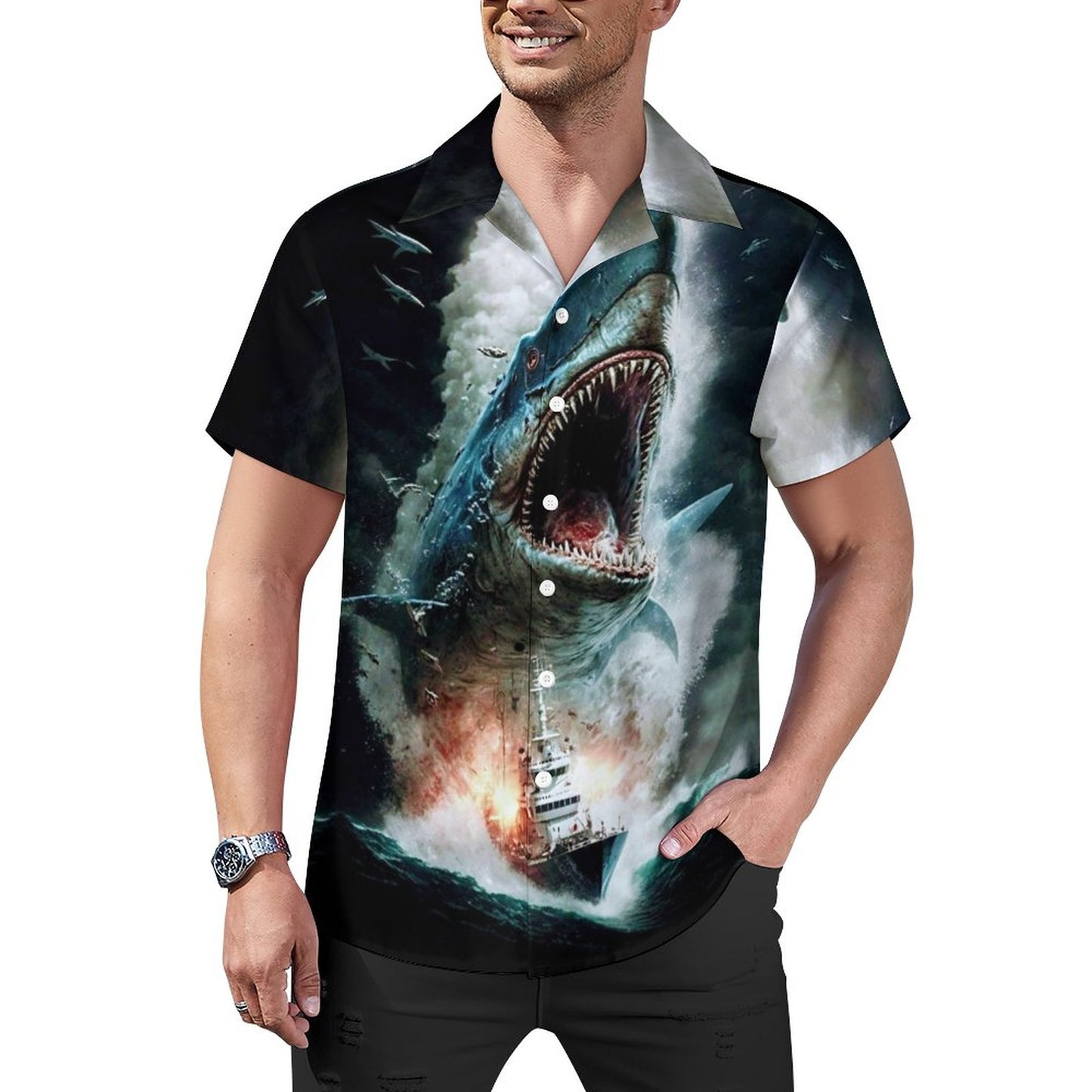 Men Hawaiian Casual Short Sleeve Shirt 2306101371