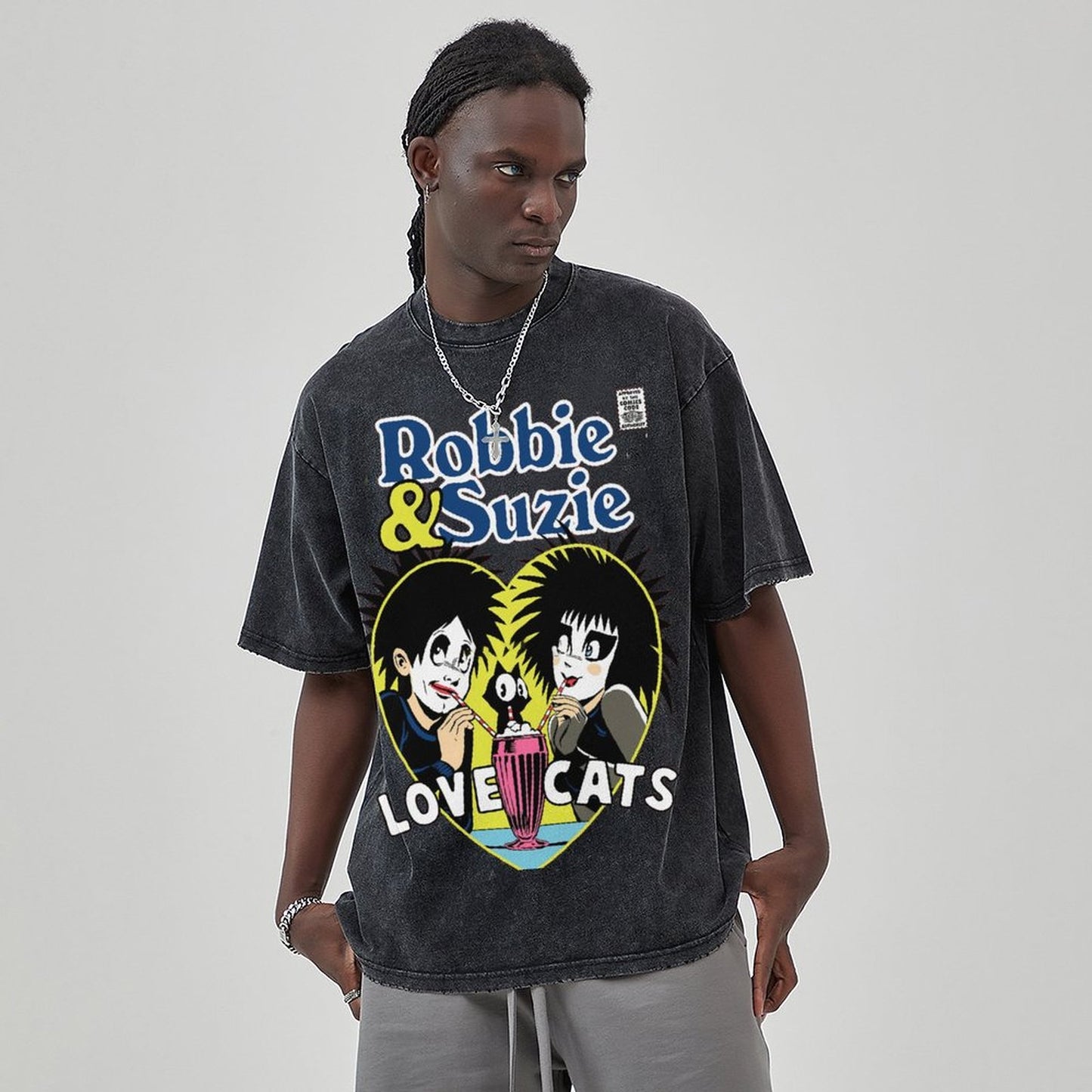Unisex Vintage Solid Wash Denim T-Shirts