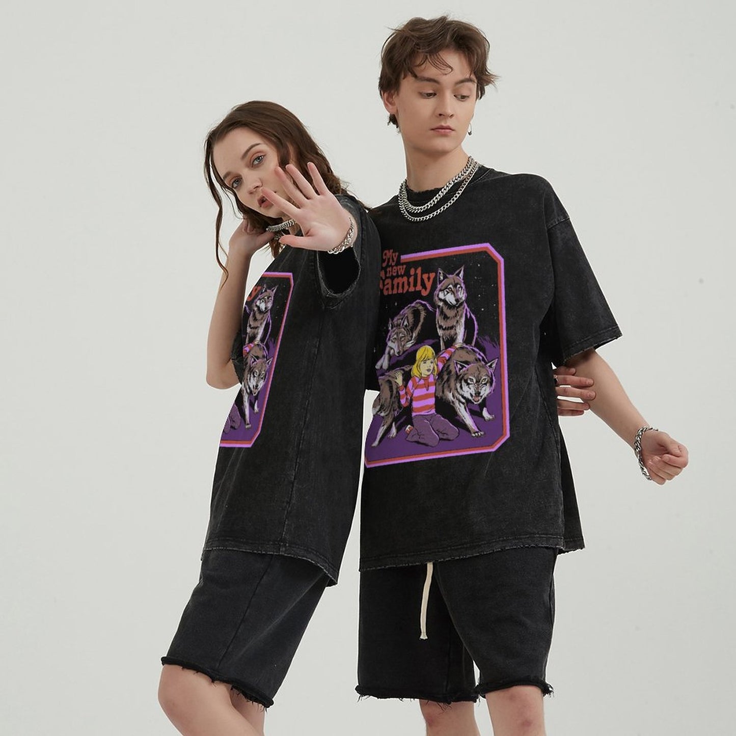 Unisex Vintage Solid Wash Denim T-Shirts