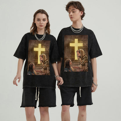 Unisex Vintage Solid Wash T-Shirts 2305103964