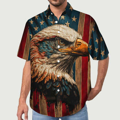 Men's Eagle Painted Art Print Vacation Hawaiian Shirt