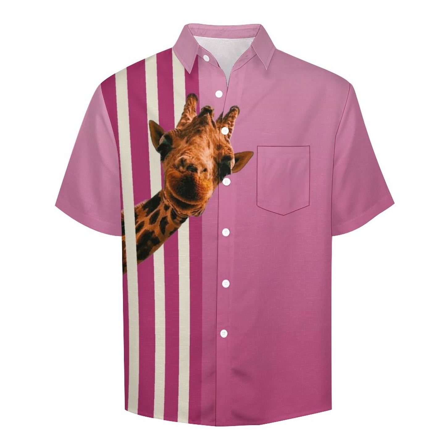 Giraffe Stripe Print Hawaiian Men's Casual Shirt