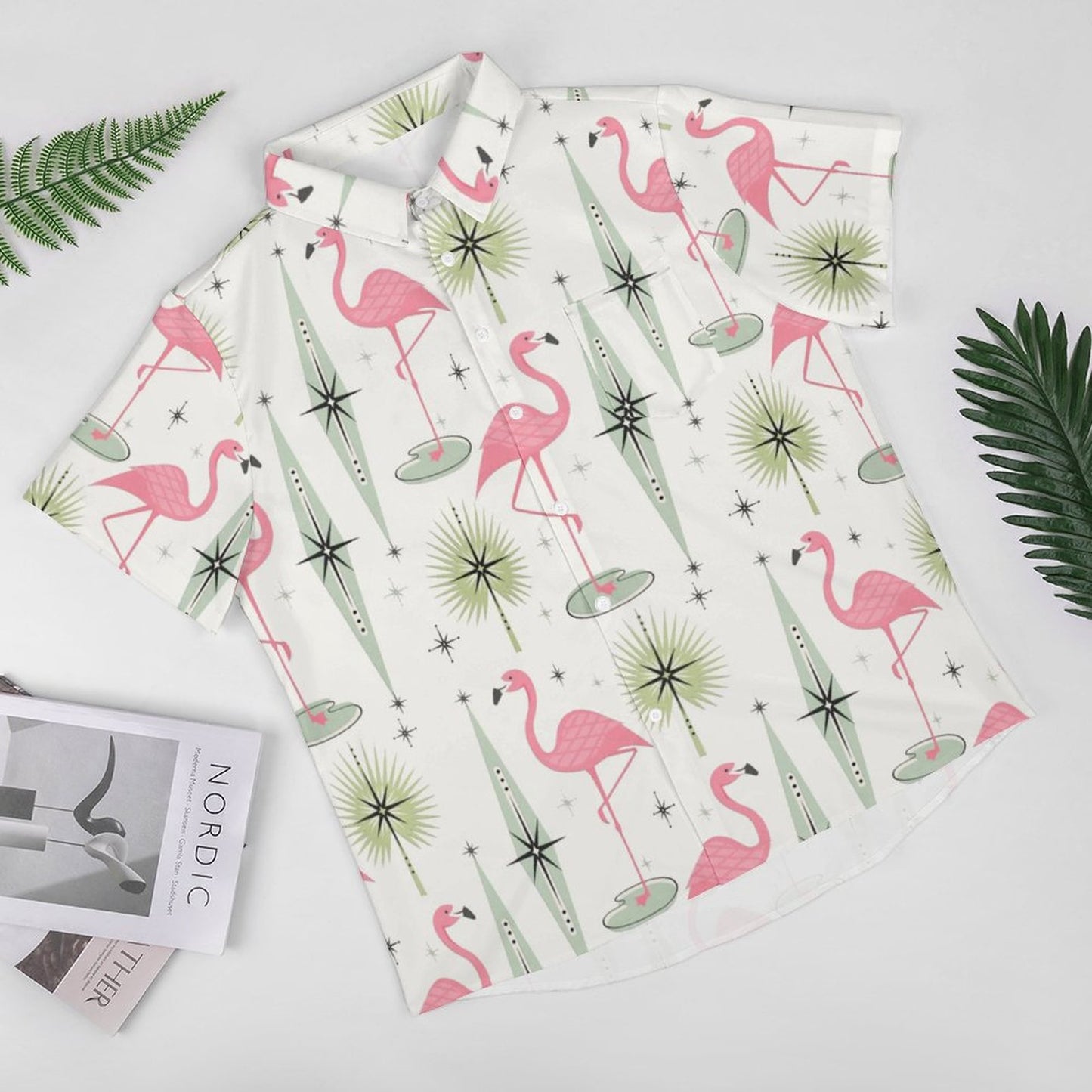 Men's Hawaiian Flamingo Print Vacation Shirt 2306101860