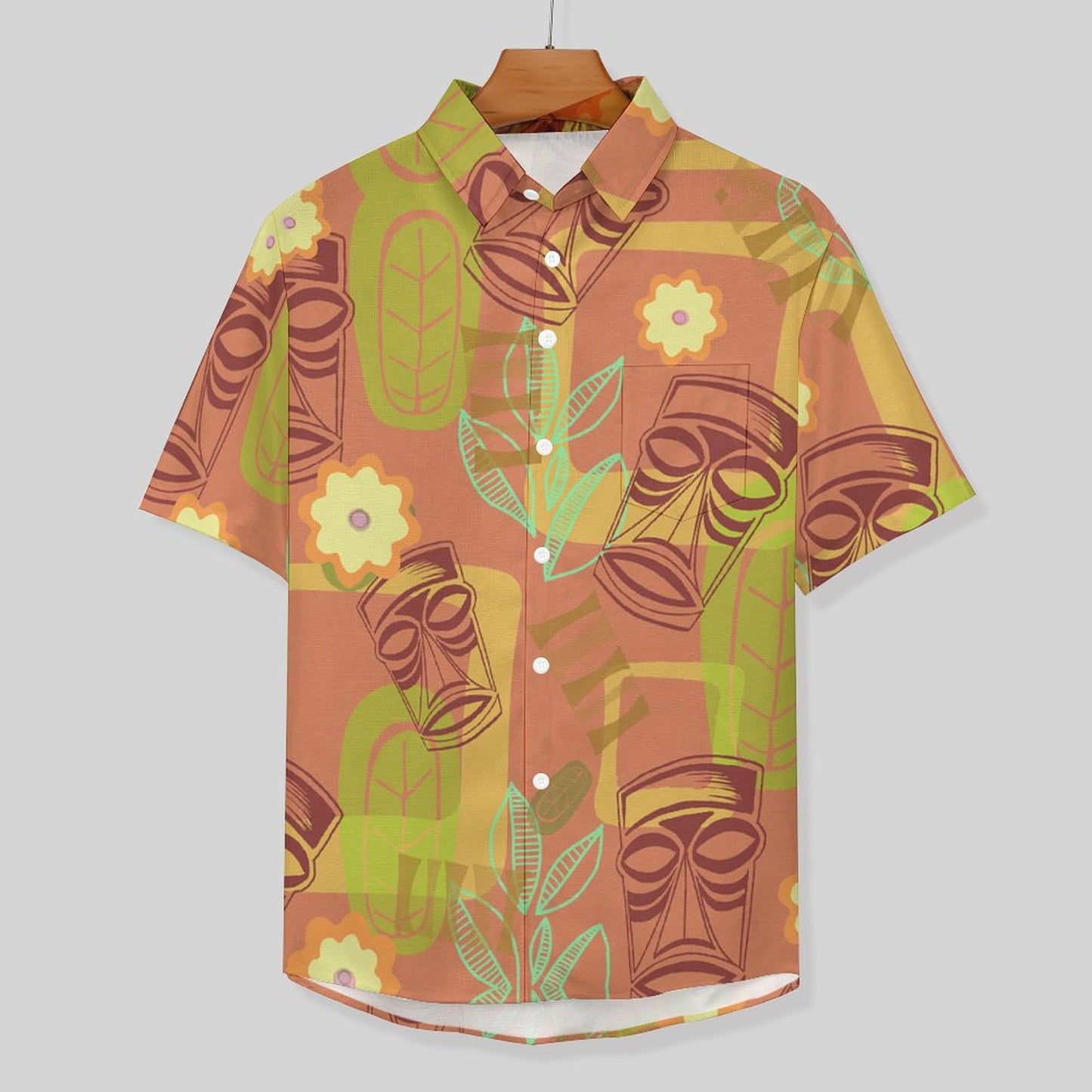 Tiki Chest Pocket Short Sleeve Hawaiian Shirt 2306100692