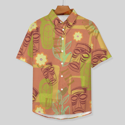 Tiki Chest Pocket Short Sleeve Hawaiian Shirt 2306100692