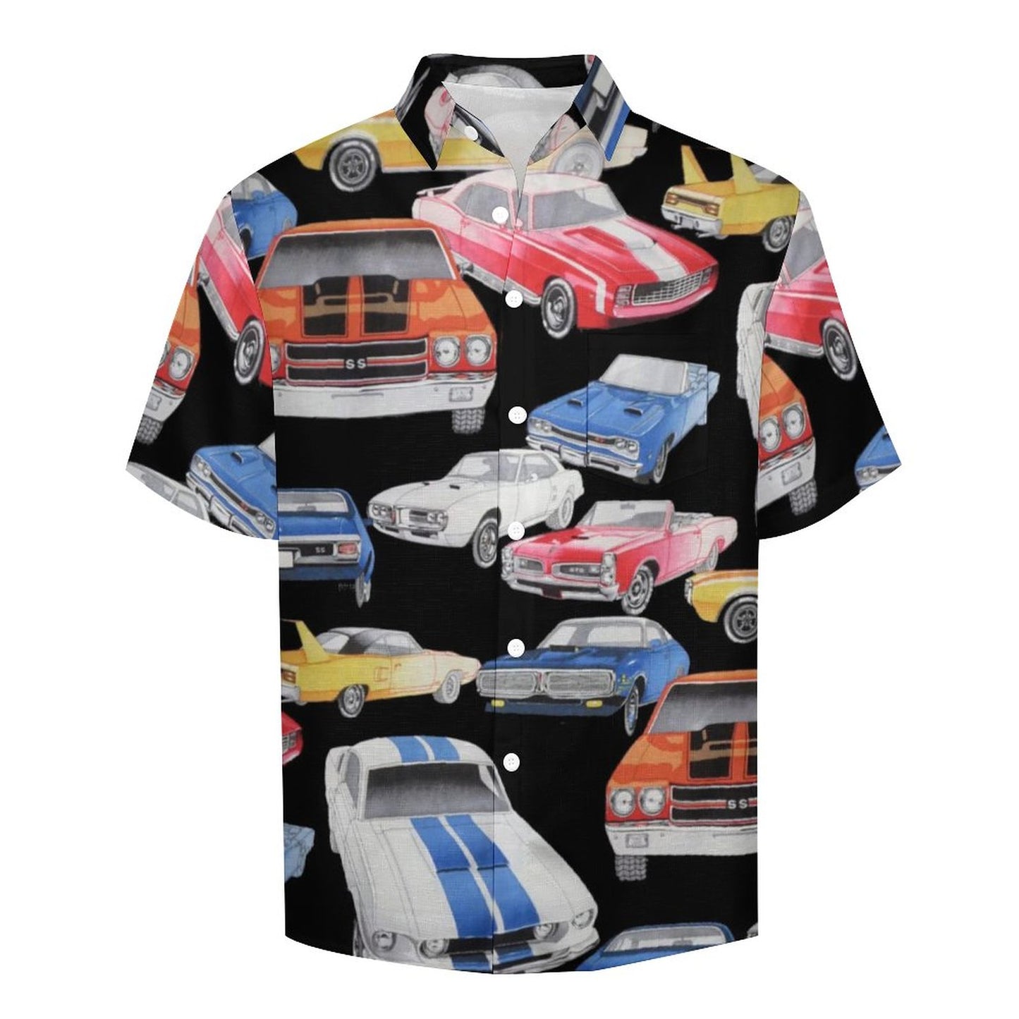 Men's Painted Car Print Vacation Hawaiian Shirt