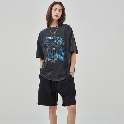 Unisex Vintage Solid Wash T-Shirts 2305104068