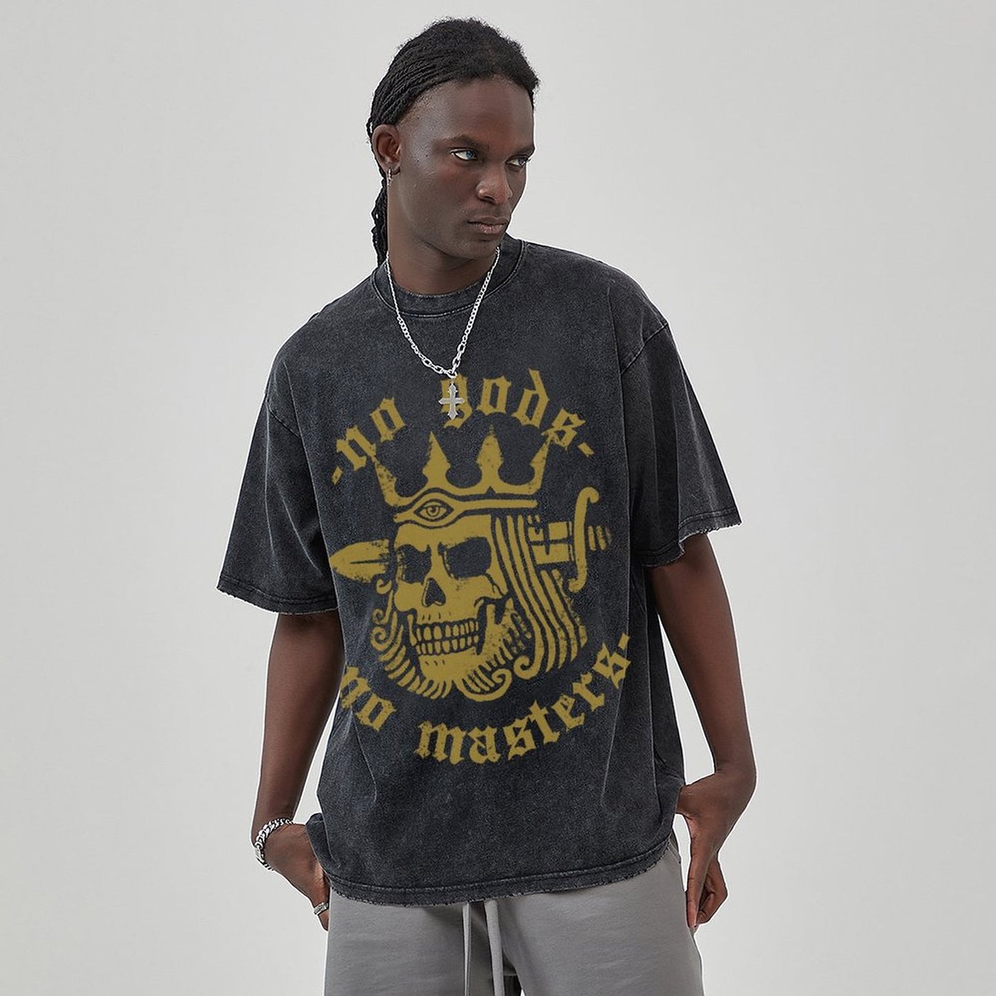Mens Cotton Wash Solid T-Shirts Oversized Unisex Short Sleeve Streetwear Rap Hip Hop Basic Tee Tops 2305101630