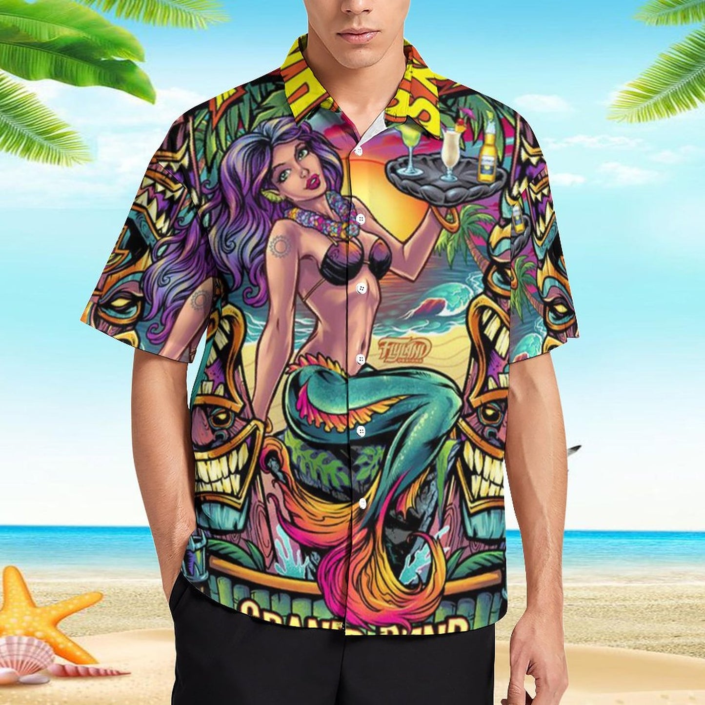 Men's Hawaiian Print Resort Shirt 2305101682