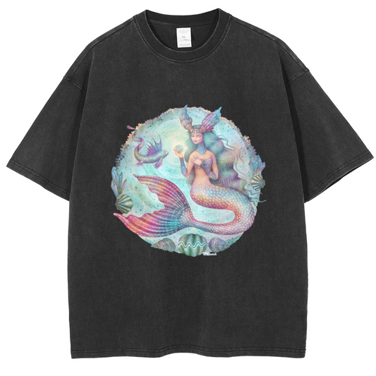 Mens Cotton Wash Solid T-Shirts Oversized Unisex Short Sleeve Streetwear Rap Hip Hop Basic Tee Tops