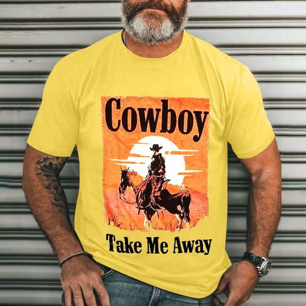 Cowboy Men's Casual Printed T-Shirt