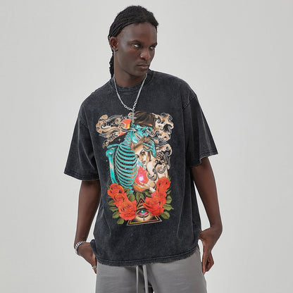 Unisex Vintage Solid Wash T-Shirts 2305104075