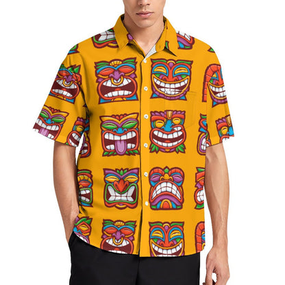 Men's TIKI Print Casual Short Sleeve Shirt 2306102579