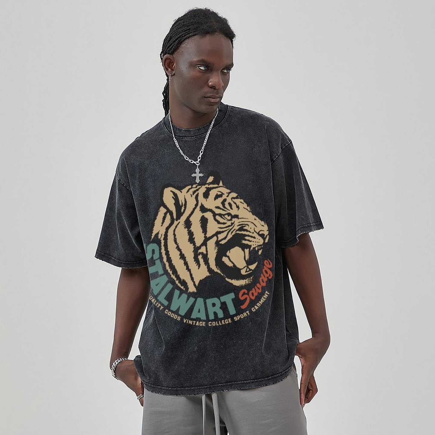 Mens Cotton Wash Solid T-Shirts Oversized Unisex Short Sleeve Streetwear Rap Hip Hop Basic Tee Tops 2305101622