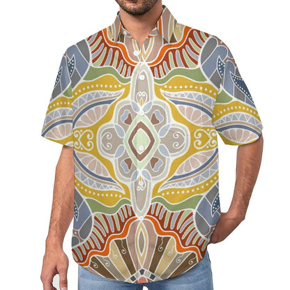 Men's Vintage Print Vacation Hawaiian Shirt 2306104050