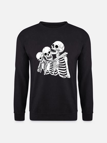 Unisex Round Neck Casual Skeleton Printed Long Sleeve Sweatshirt