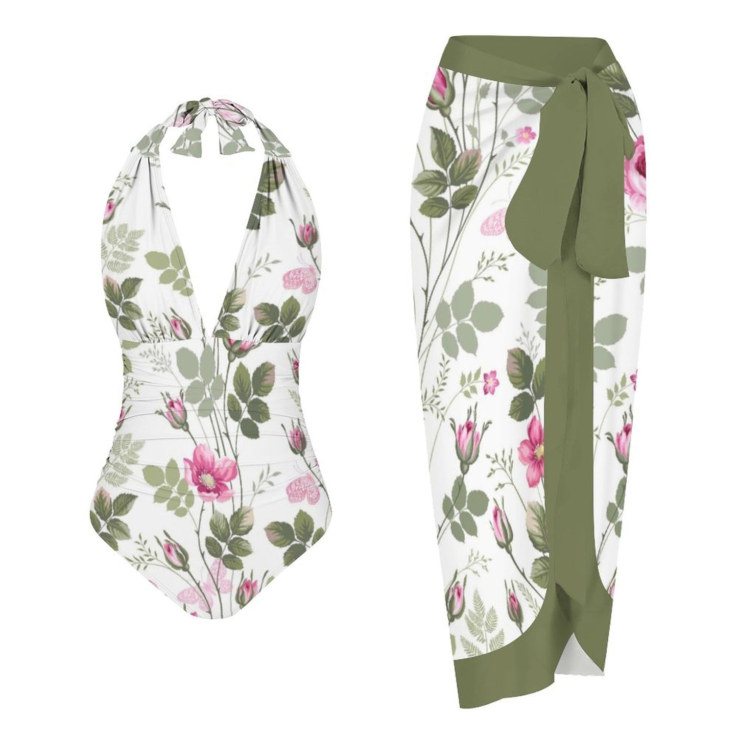 Casual Printed One Piece Swimsuit And Cover Up 2306102459