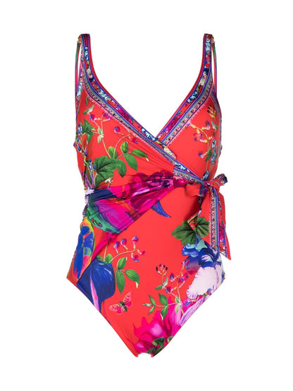 Vintage Botanical Floral Print Bikini And Cover up