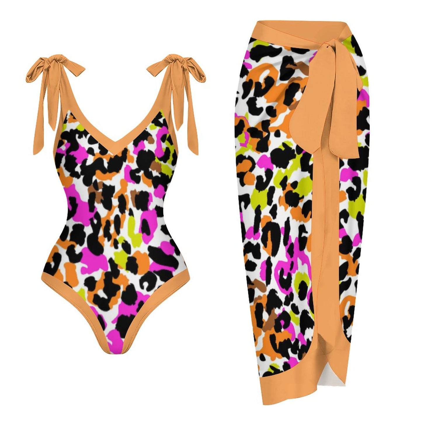 Casual Printed One-Piece Swimsuit And Cover Up 2305102676