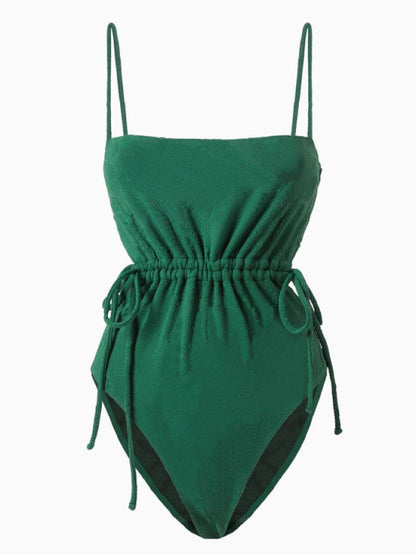 Solid Color Cut Design One Piece Swimsuit