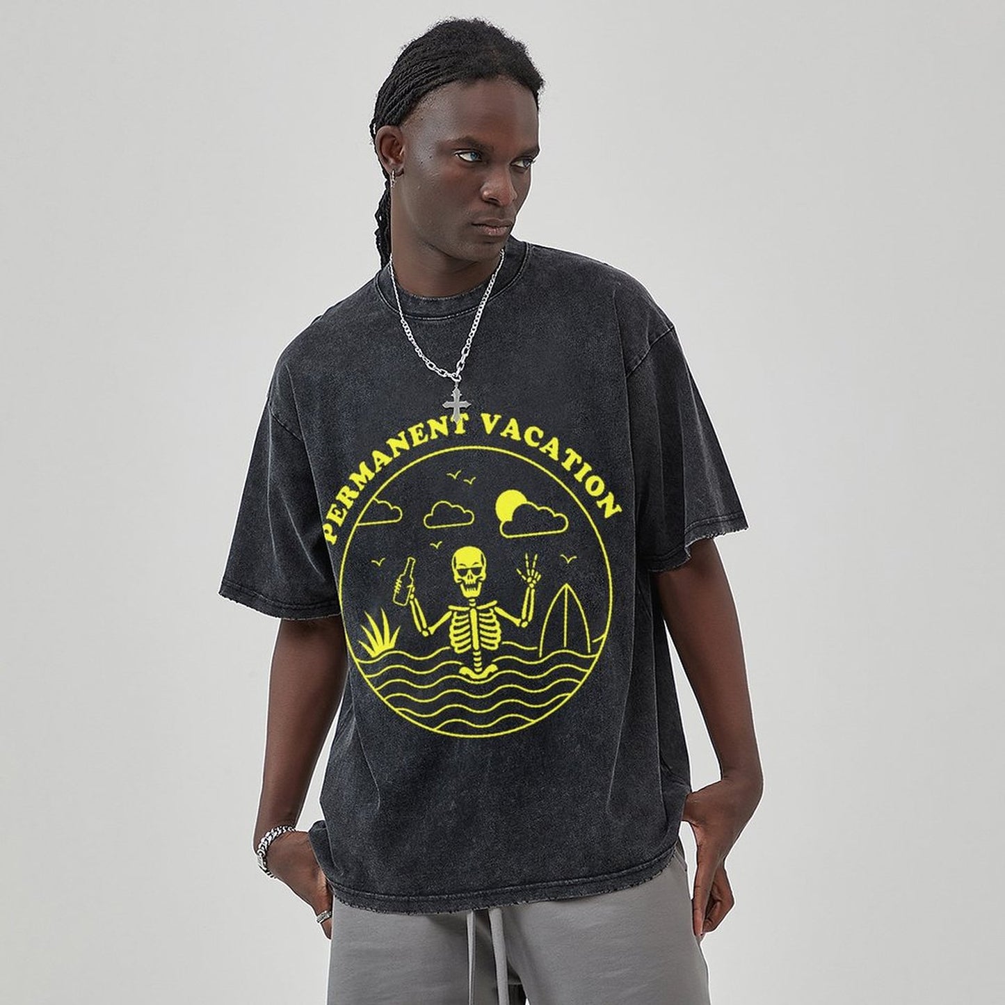 Unisex Vintage Solid Wash T-Shirts 2305101596