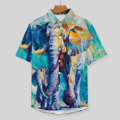 Men's Canvas Art Elephant Print Vacation Hawaiian Shirt 2305106498