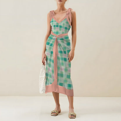 Casual Printed One-Piece Swimsuit And Cover Up 2305102680