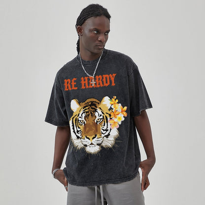 Mens Cotton Wash Solid T-Shirts Oversized Unisex Short Sleeve Streetwear Rap Hip Hop Basic Tee Tops 2305101620