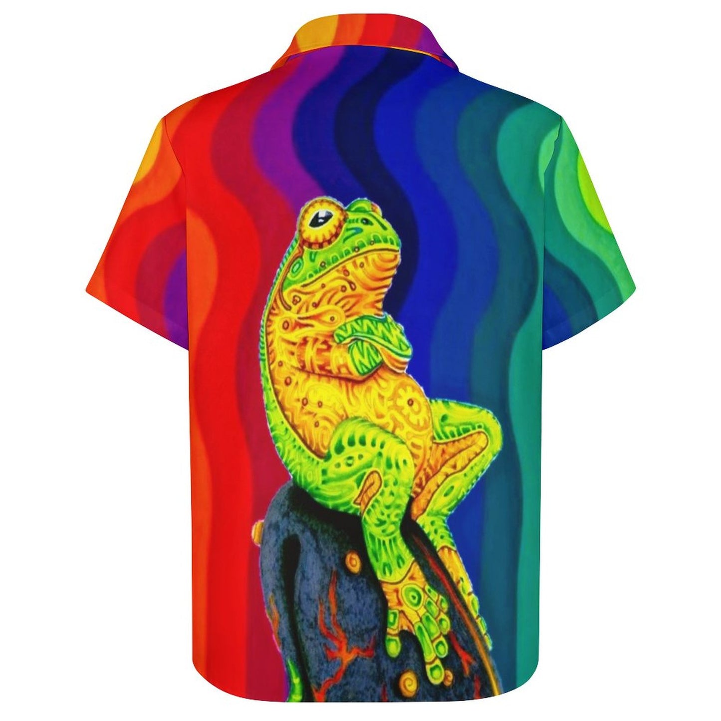 Men's Hawaiian Frog Print Casual Short Sleeve Shirt 2306102682