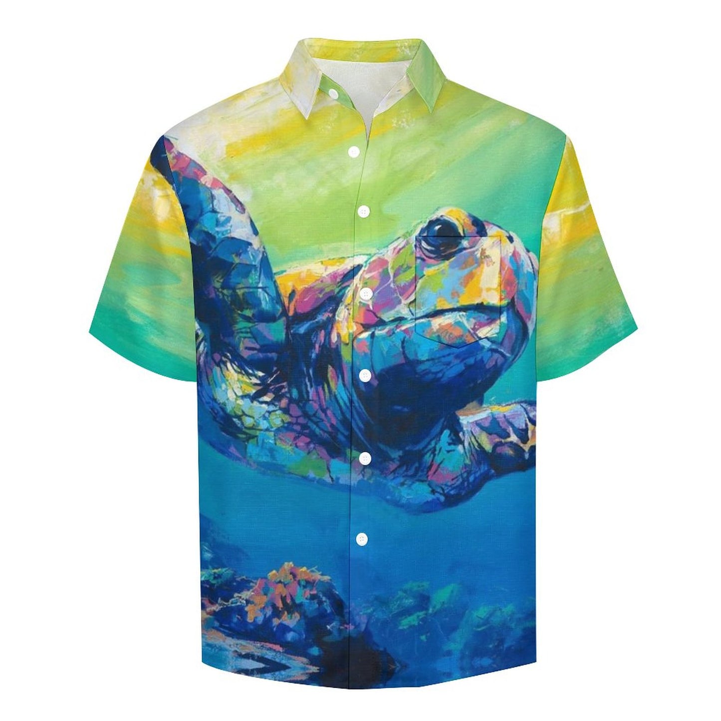 Men's Oil Painting Art Turtle Print Vacation Hawaiian Shirt 2305106496