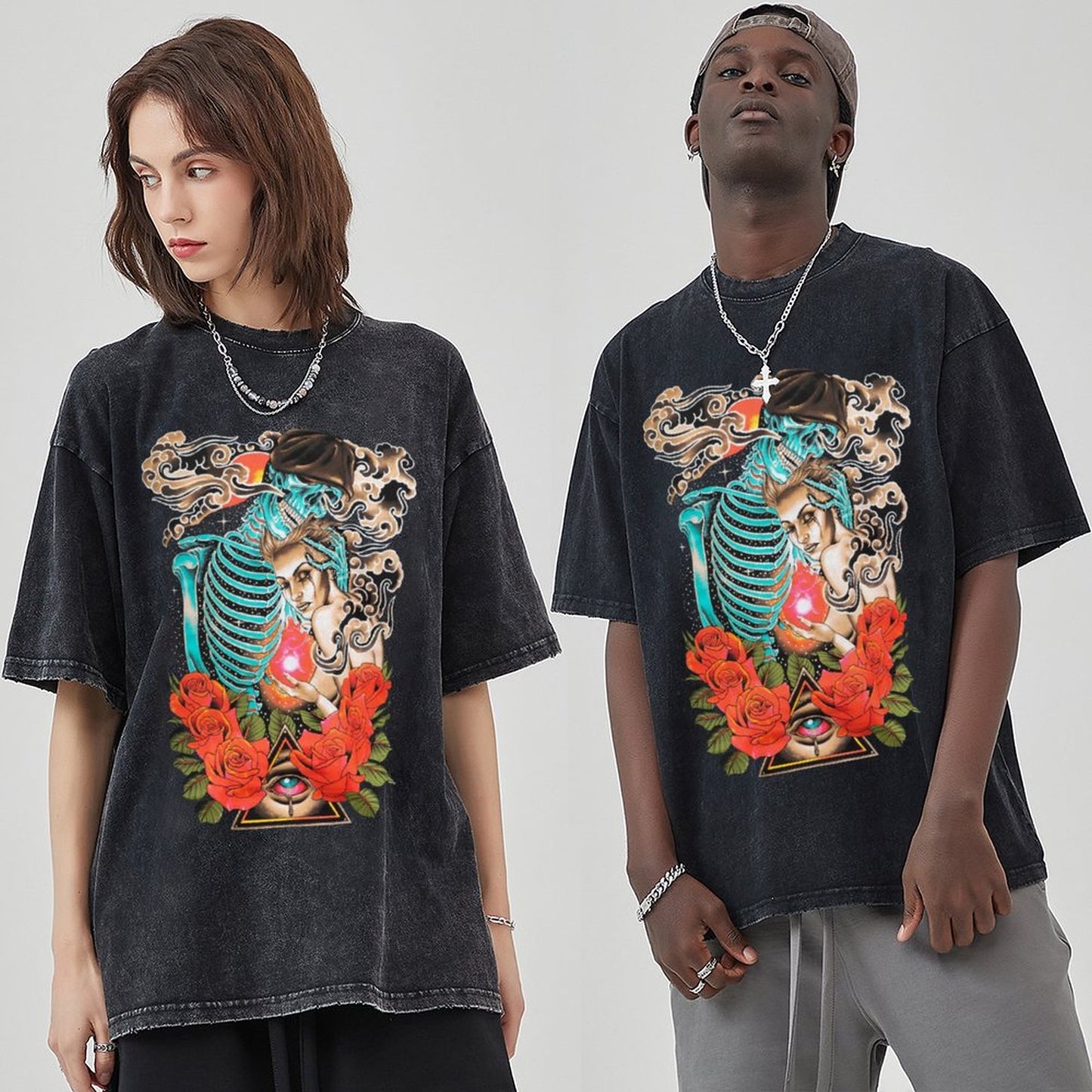 Unisex Vintage Solid Wash T-Shirts 2305104075