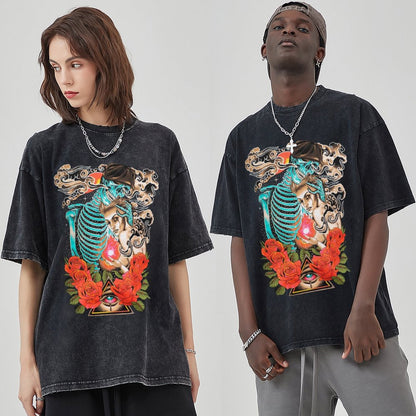 Unisex Vintage Solid Wash T-Shirts 2305104075