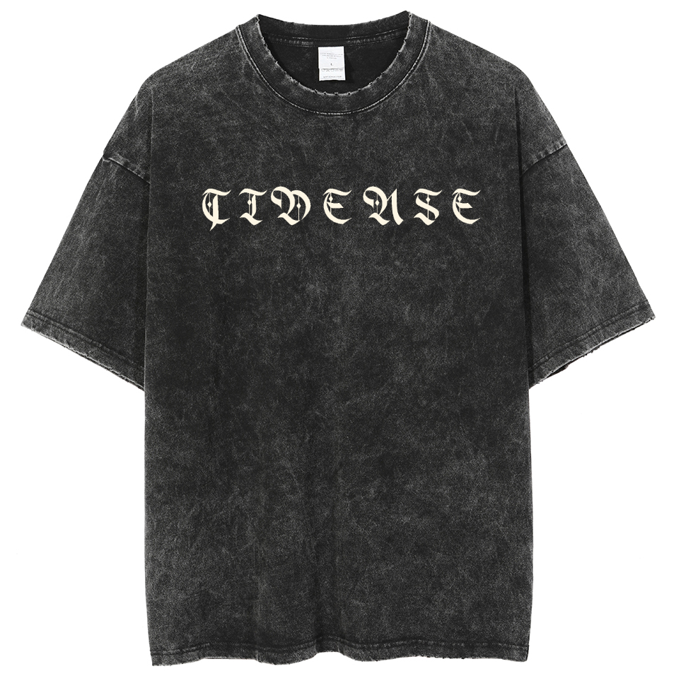 Mens Cotton Wash Solid T-Shirts Oversized Unisex Short Sleeve Streetwear Rap Hip Hop Basic Tee Tops